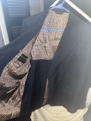 Marshall And Reed Dark Blue Pinstripe Suit - Thumbnail 2