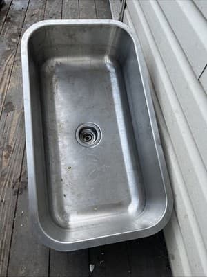 Stainless Steel Undermount Rectangular Kitchen Sink Brushed Silver 32x18 in - Thumbnail 2