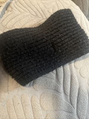 Black Ear Warmer Knit With Front Tie For Convenience Stylish One Size Fits All - Thumbnail 3