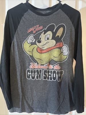 Mighty Mouse “Welcome To The Gunshow” Gray W/ Black Long Sleeves & Trim Size L - Thumbnail 2