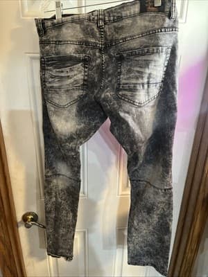 Dash Denim Men’s 34x32 Cotton Spandex Blend Dark With Holes And Horizontal Sewn - Thumbnail 4