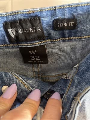 Men’s Waimea Skinny For Size 32 Jean Shorts With Zip Pocket And Frays - Thumbnail 2