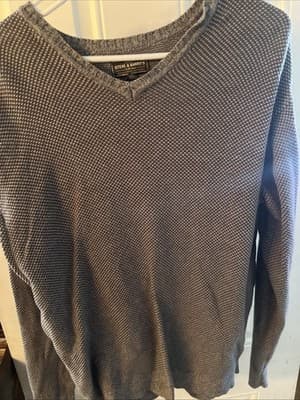 Steve And Barry’s Collection Men’s XL Beige V Neck Long Sleeve Sweater - Image 1