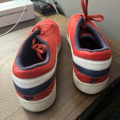 Red Men’s Fila Shoes With Red Laces And White Bottoms Size 12 - Thumbnail 2