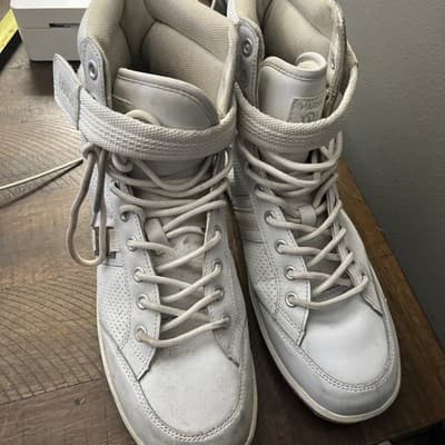 Parish Nation Size 9.5 White High Tops Laces And Top Strap - Thumbnail 2