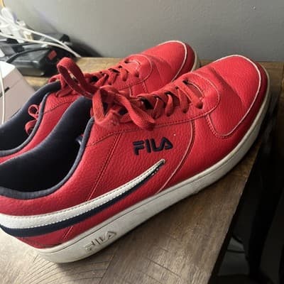Red Men’s Fila Shoes With Red Laces And White Bottoms Size 12 - Thumbnail 3