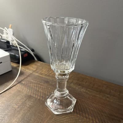 Vintage Lead Crystal Hurricane Candle Holder 2 Pieces 8.5 Inches Tall - Image 1
