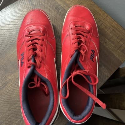 Red Men’s Fila Shoes With Red Laces And White Bottoms Size 12 - Thumbnail 6