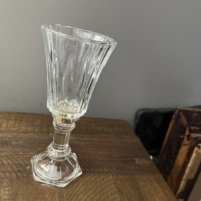 Vintage Lead Crystal Hurricane Candle Holder 2 Pieces 8.5 Inches Tall - Thumbnail 5