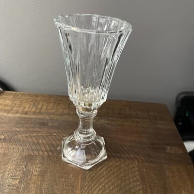 Vintage Lead Crystal Hurricane Candle Holder 2 Pieces 8.5 Inches Tall - Thumbnail 3