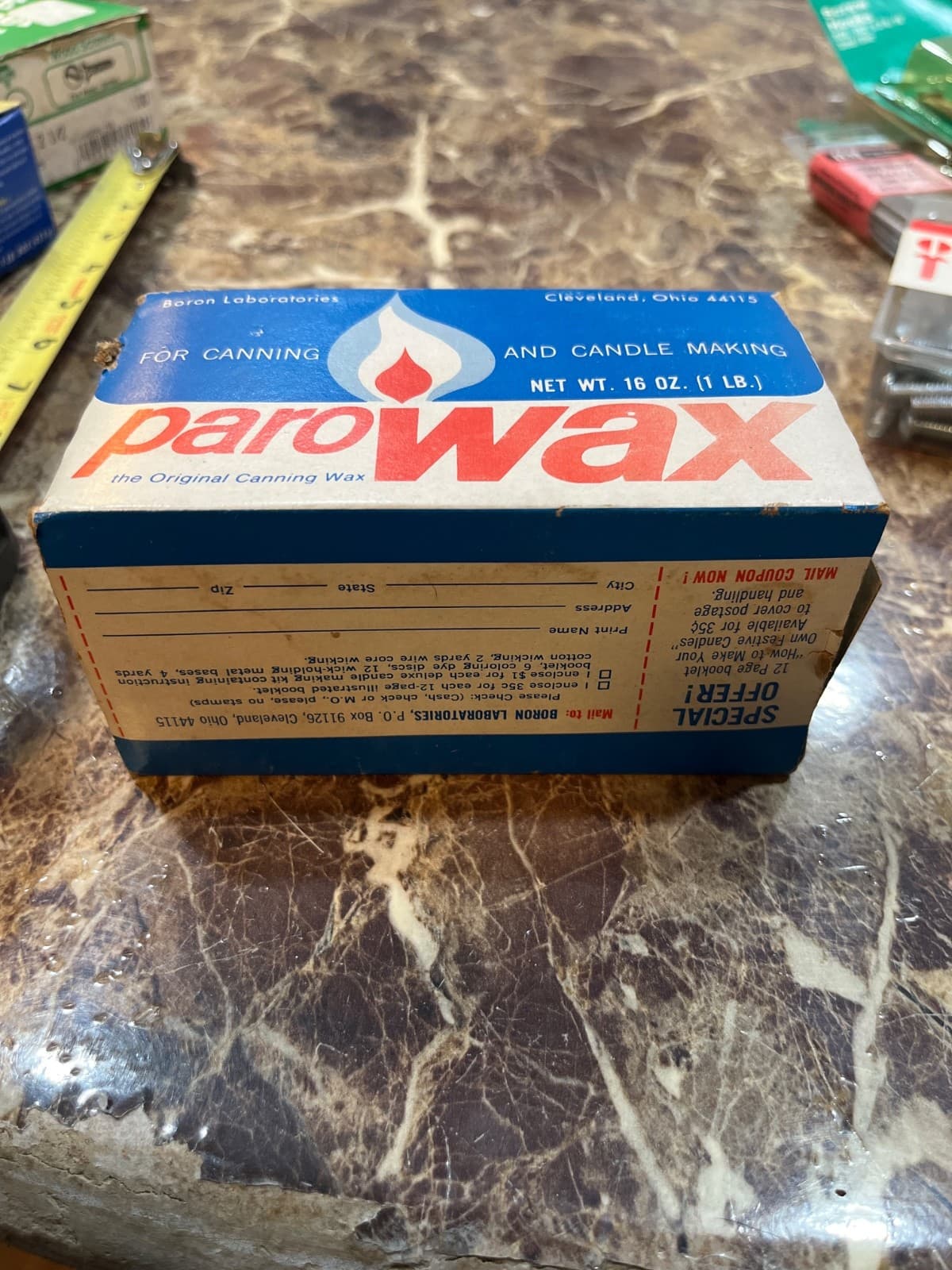 Boron Laboratories Parowax Paraffin Canning Candle Making Wax 1 Pound NOS