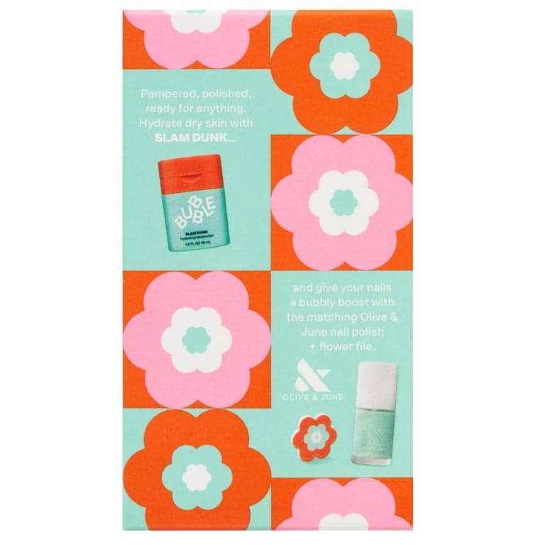 Bubble Skincare Flower Power Slam Dunk Moisturizer & Nail Polish 3-Piece Set  Includes Olive & June Long Lasting Nail Polish & Flower Nail File - Thumbnail 3
