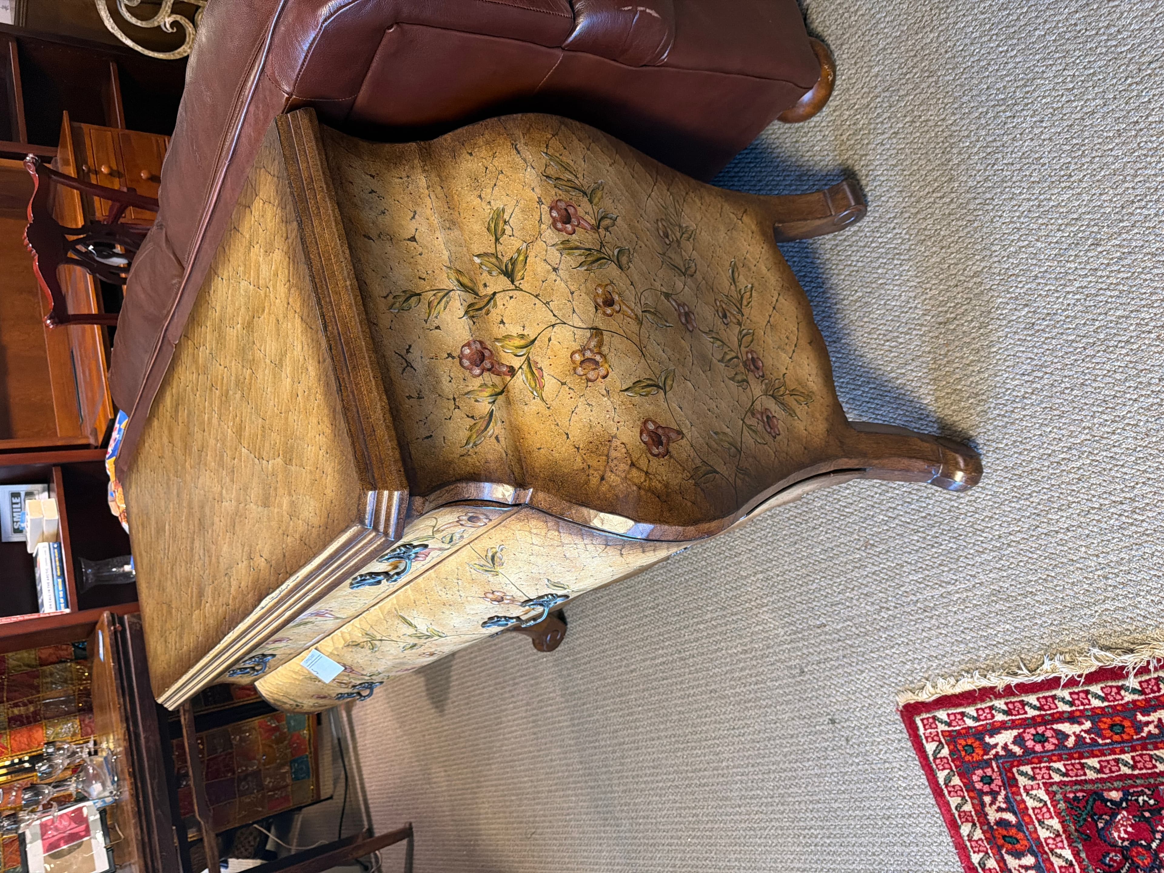Floral Painted bombe Chest of Drawers - Thumbnail 2