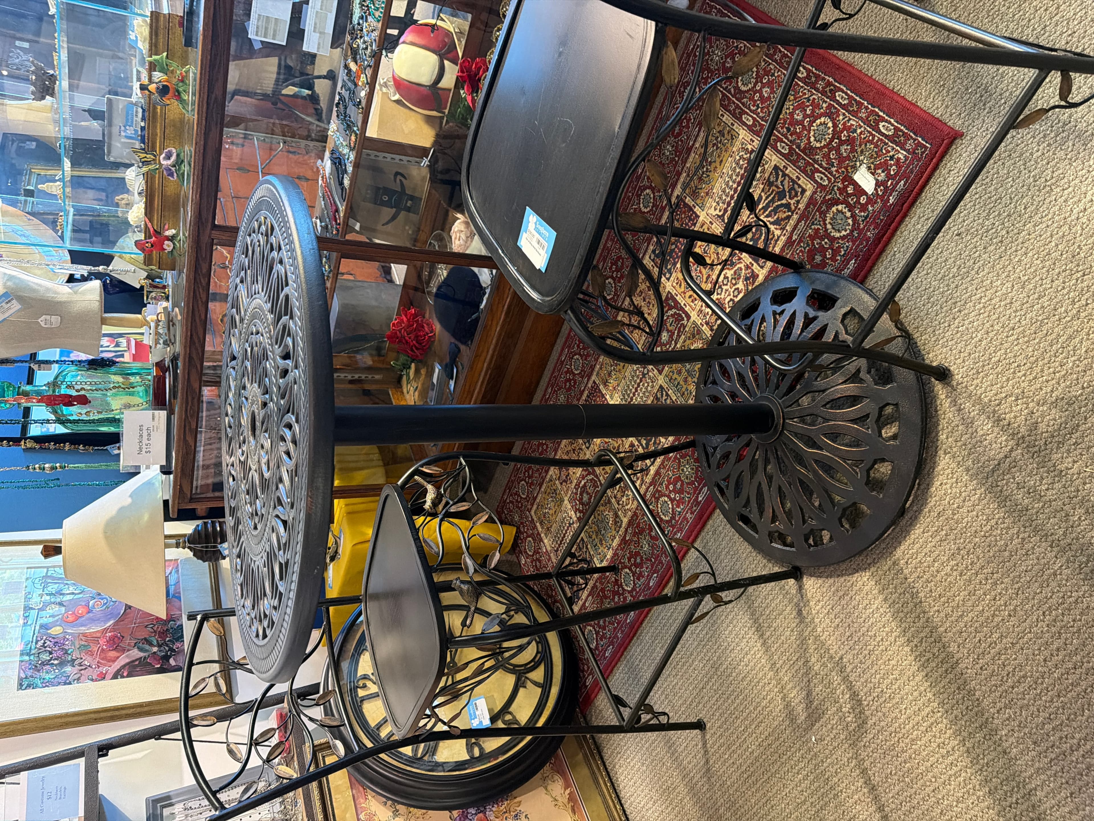 Cast Iron Bistro Table with Decorative Base - Image 1