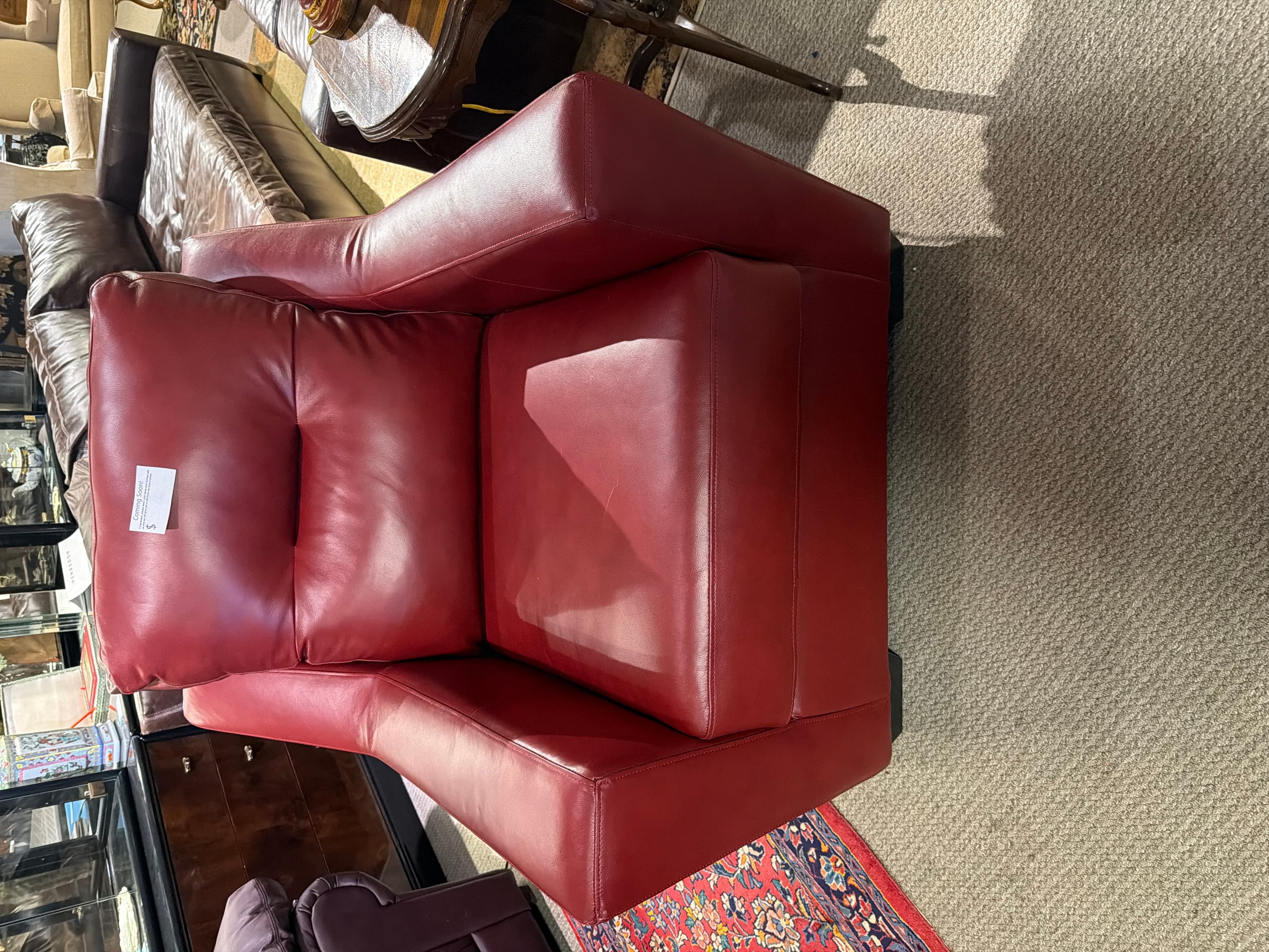Red Leather Armchair - Image 1