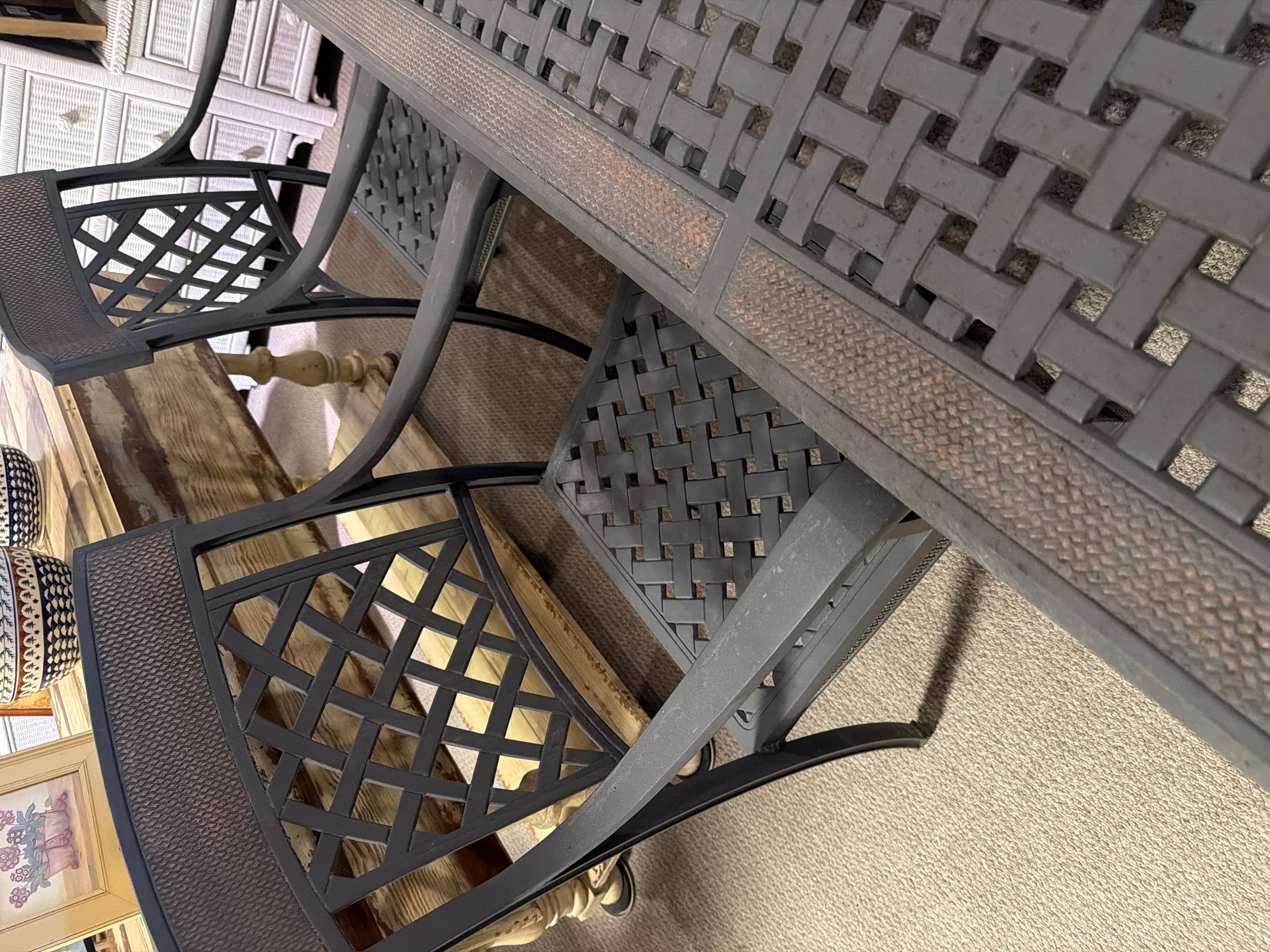 Outdoor Dining Set with 6 Chairs, Aluminum, Gray - Thumbnail 3