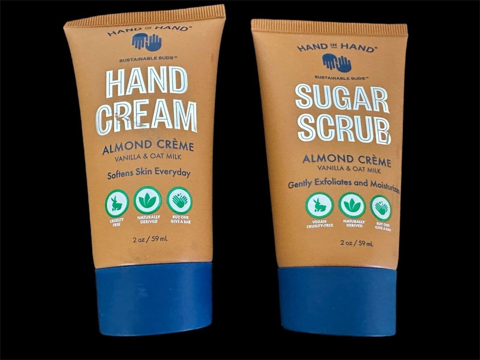 Hand in Hand Sugar Scrub & Hand Cream in Almond Creme 2 Oz - Image 1