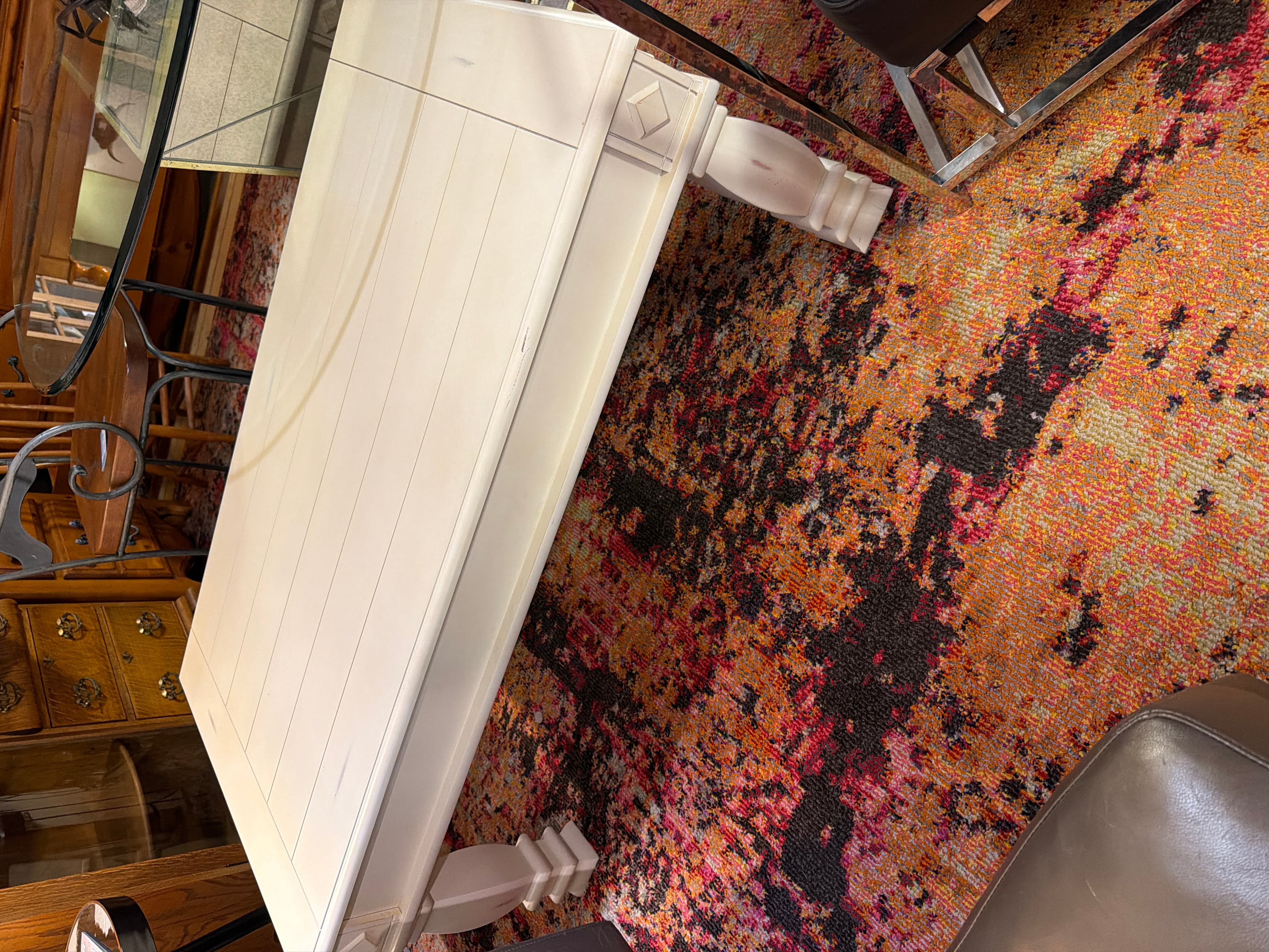 Farmhouse Style White Dining Table with Turned Legs - Image 1