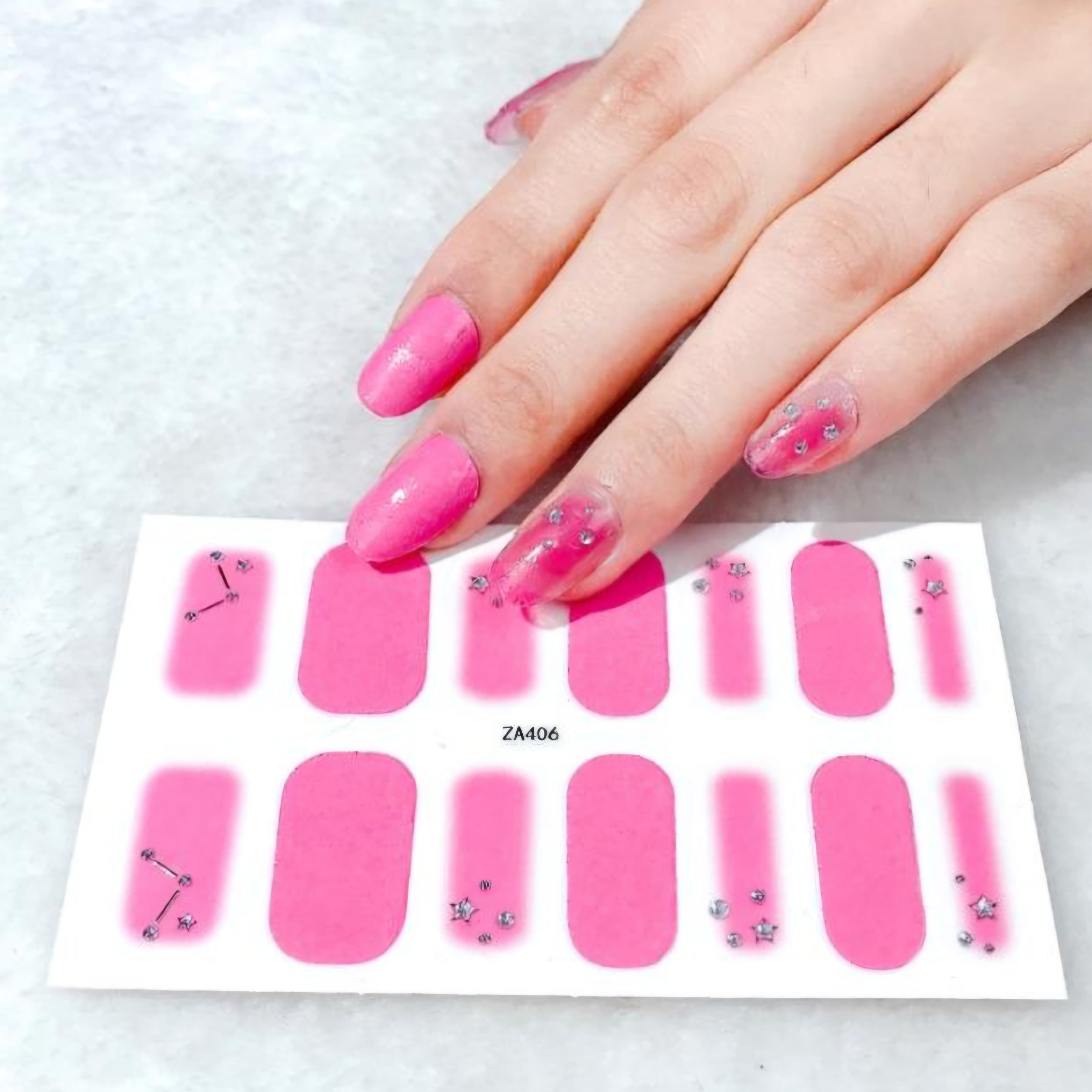 Pink galaxy nail wraps