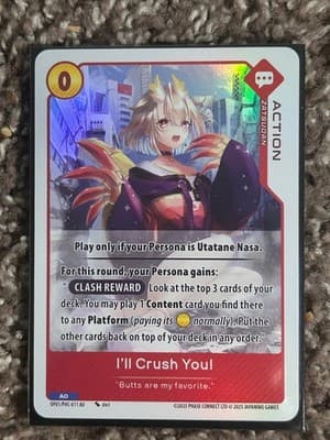 I'll Crush You Action Card Utatane Nasa Persona OP01/PHC-011 Phase Connect - Image 1