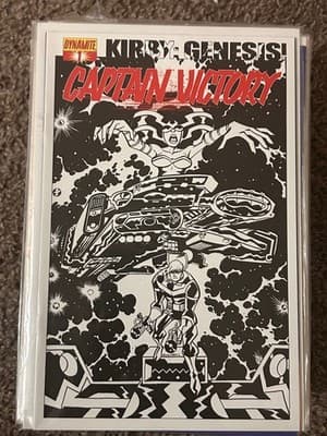 Dynamite Kirby Genesis Captain Victory #1 Comic Black White Reorder Variant - Image 1