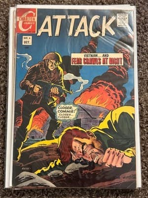 Charlton Attack #4 Oct Vietnam War Cover Comic Book Vintage 1960s CCA Preowned - Image 1