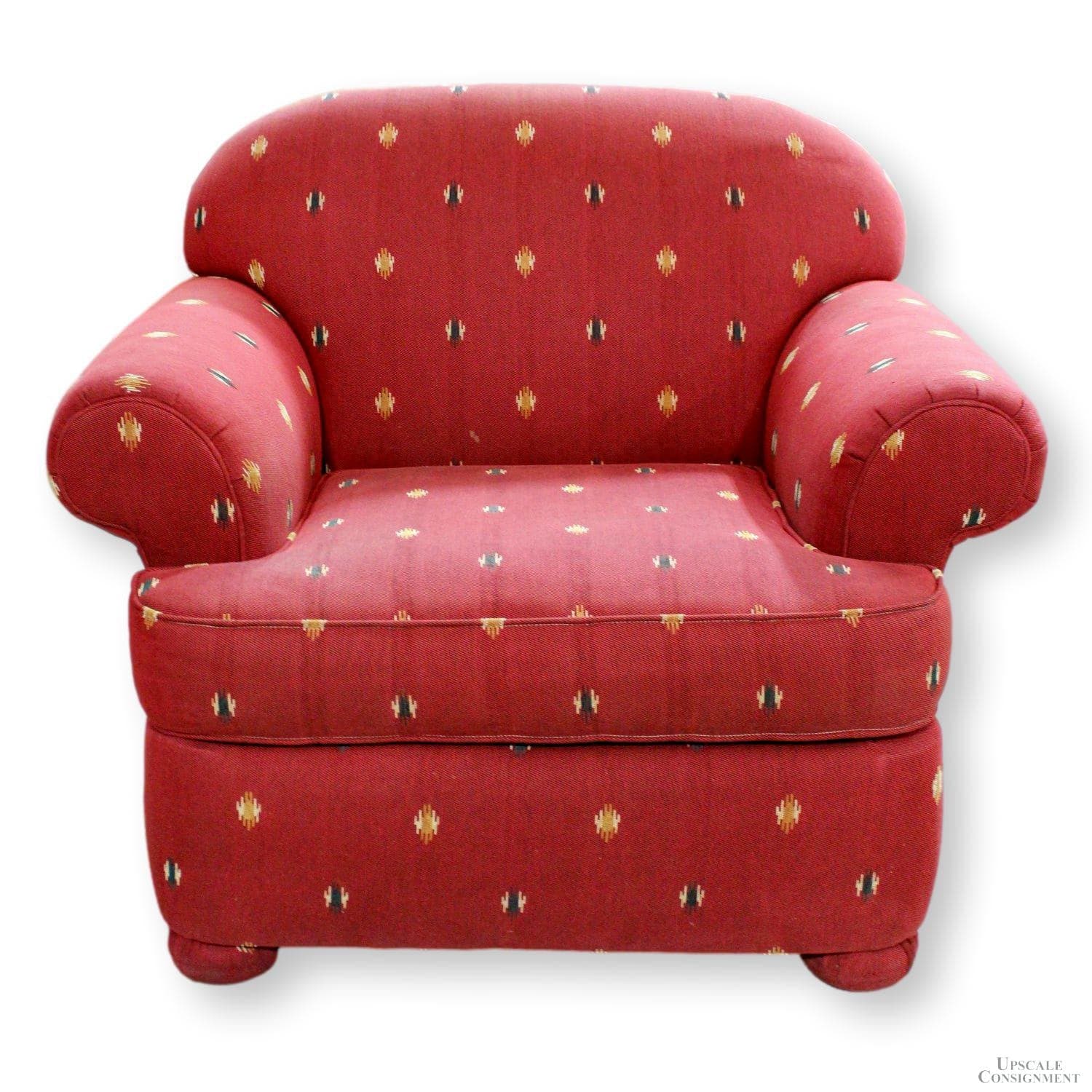 Schnadig Southwestern Print Club Chair - Red - Image 1