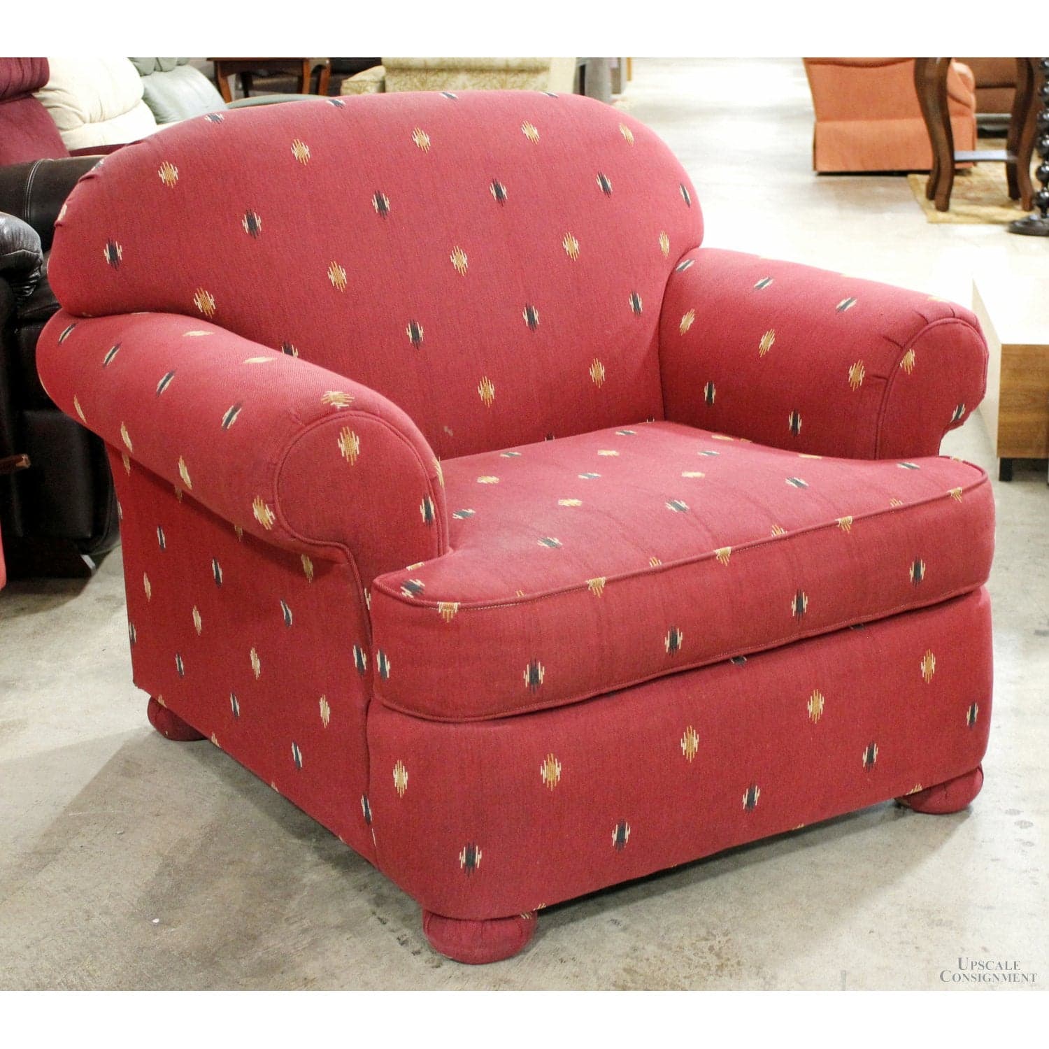 Schnadig Southwestern Print Club Chair - Red - Thumbnail 2