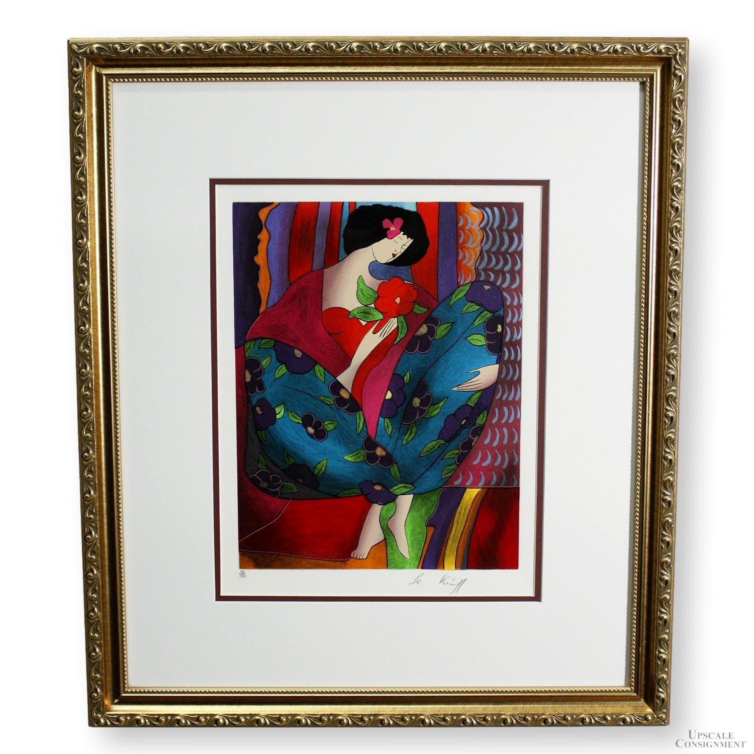 Framed Serigraph on Wood "Petite Fille" by Linda Le Kinff - Image 1
