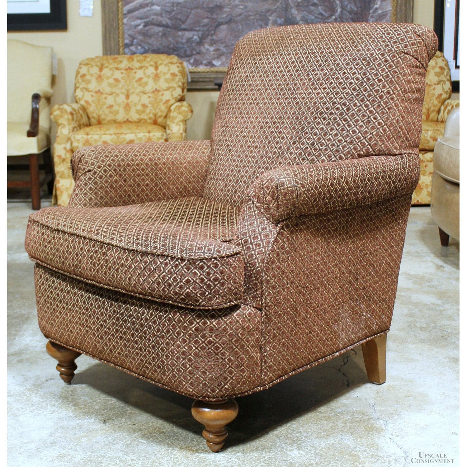 Flexsteel Dark Red Patterned Club Chair - Dark Red - Thumbnail 3