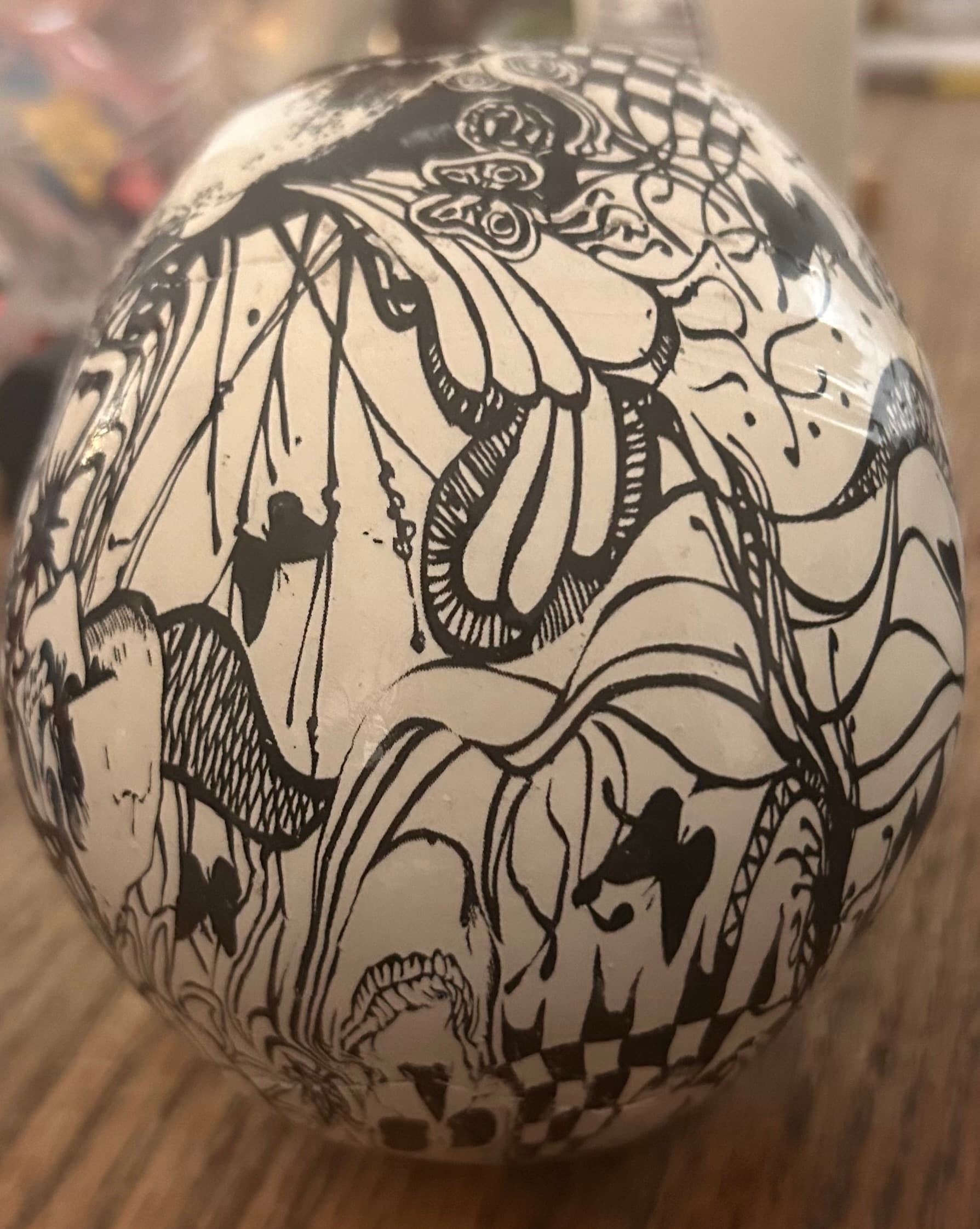 Decorative Skull Figurine - Black and White Art Design - Thumbnail 3