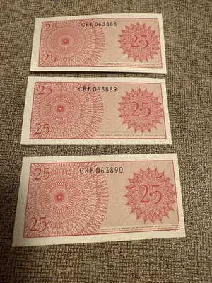 Bank Of Indonesia 1964 25 Sen Uncirculated Bank Note Lot Of 3 - Thumbnail 2