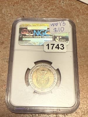 WN13 - 2008 South Africa 5 Rand 5R Nelson Mandela 90th Birthday Coin NGC MS65 - Thumbnail 2