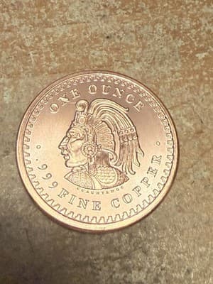 WN3 - 1 oz Aztec Calendar Copper Round .999 Fine Copper Bullion 1 AVDP Ounce - Image 1