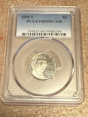 WN29 - 2008-S PCGS PR69DCAM JEFFERSON NICKEL - Image 1