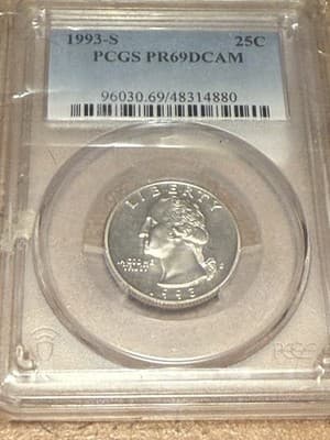 WN154 - 1993-S WASHINGTON QUARTER PROOF PCGS GRADED PR69DCAM - Image 1