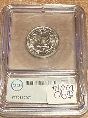 WN14 - 1993 P Washington Quarter ICG MS67 AUSTIN HUTTO SIGNED - Thumbnail 2