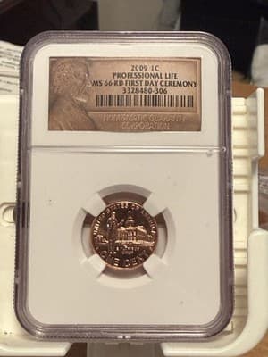 WN8 - 2009 Lincoln Cent Professional Life NGC MS 66 RD First Day of Ceremony