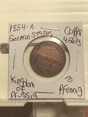 WN33 - 1854 A German States 3 Pfennig (kingdom Of Prussia)