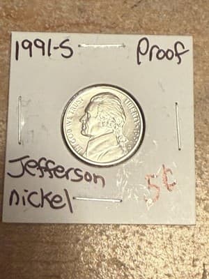 WN141 - 1991 S JEFFERSON *PROOF* NICKEL