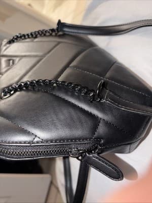 DKNY Bryant Park Quilted Crossbody Bag Black Leather Chain Strap - Thumbnail 2