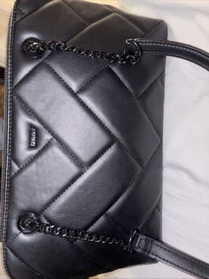 DKNY Bryant Park Quilted Crossbody Bag Black Leather Chain Strap - Image 1