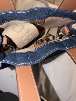 NEW True Religion TR Mini Denim Tote Bag Purse Crossbody Dark Denim TNFB0057E - Thumbnail 3
