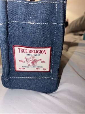 NEW True Religion TR Mini Denim Tote Bag Purse Crossbody Dark Denim TNFB0057E - Thumbnail 2