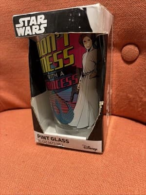 Disney Star Wars Don't Mess With A Princess 16oz Pint Glass Great Condition - Image 1