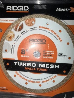 Ridgid 8 in Diamond Blade HD-CM10P Turbo Mesh 5/8" Arbor Wet Cutting - Image 1