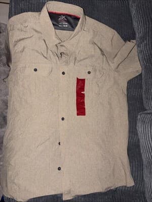 Zeroxposur Men’s Performance Shirt Beige Shortsleeve Button Down Size XL Tech - Image 1