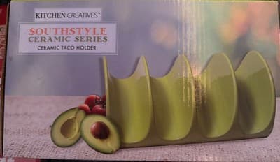 Kitchen Creatives Southstyle Ceramic Green 4x Taco Holder, Made in USA - Image 1
