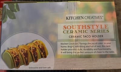 Kitchen Creatives Southstyle Ceramic Green 4x Taco Holder, Made in USA - Thumbnail 2