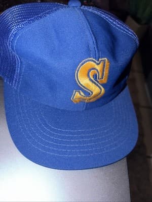 Seattle Mariners Trucker Hat Vintage 1980s snapback Blue - Image 1